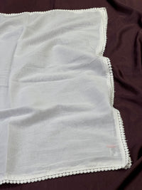 Plain Dyeable Mul Cotton Duppata with Four Side Lice