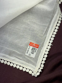 Plain Dyeable Mul Cotton Duppata with Four Side Lice